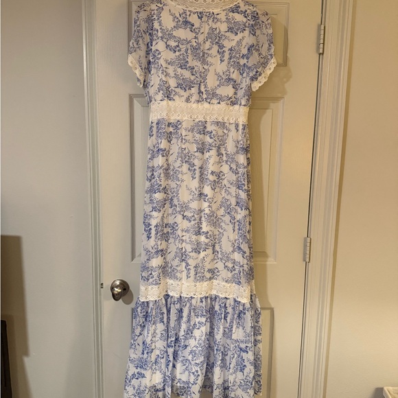 Taylor Blue and White Floral Maxi Dress - Picture 4 of 4